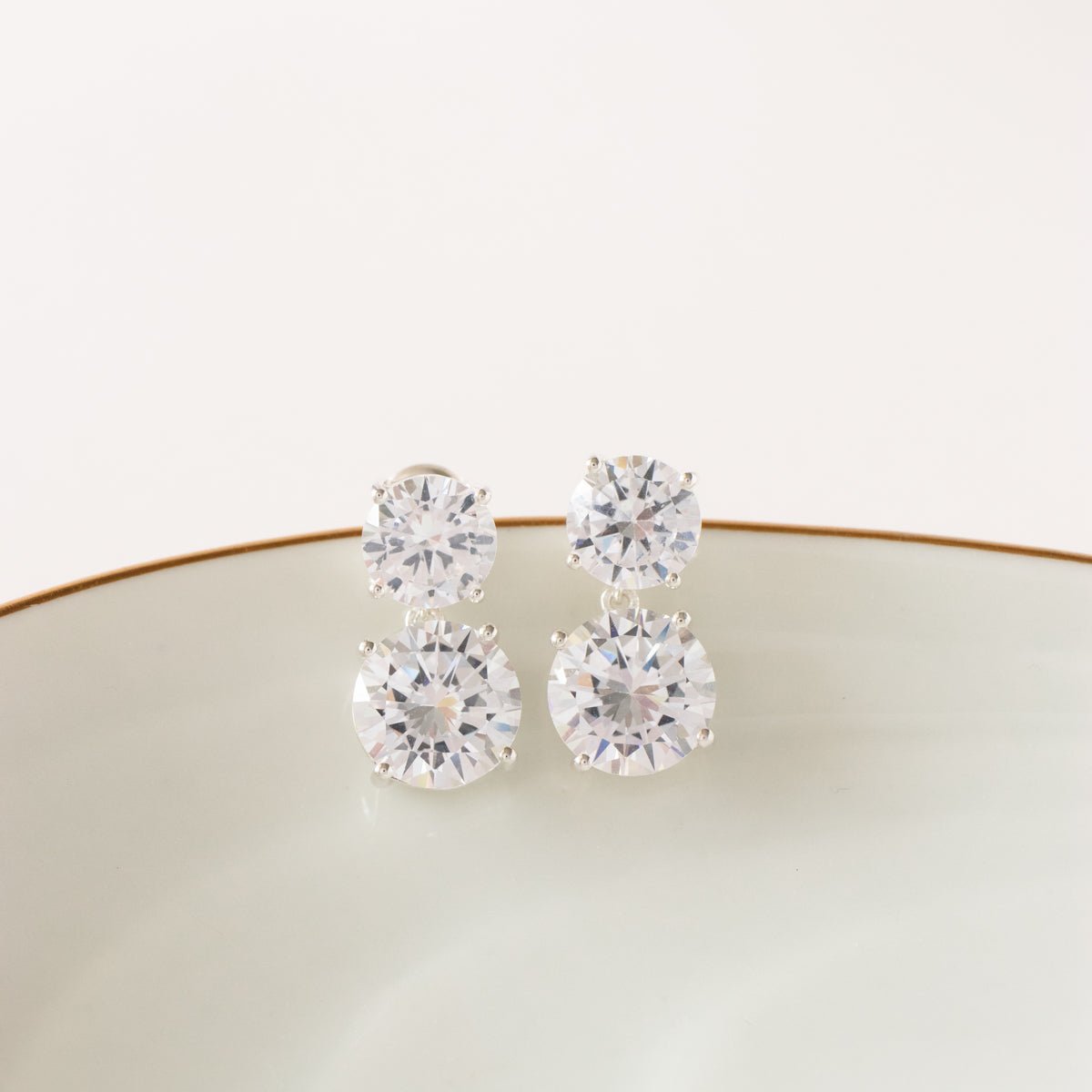 LOVE STATEMENT DROP EARRINGS - CUBIC ZIRCONIA &amp; SILVER - SO PRETTY CARA COTTER