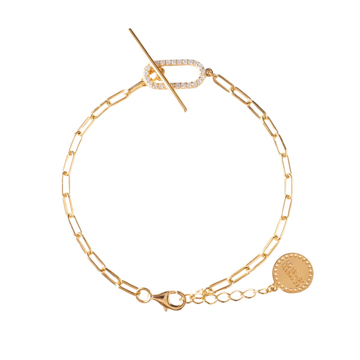 LOVE TENNIS TOGGLE BRACELET - CUBIC ZIRCONIA & GOLD - SO PRETTY CARA COTTER