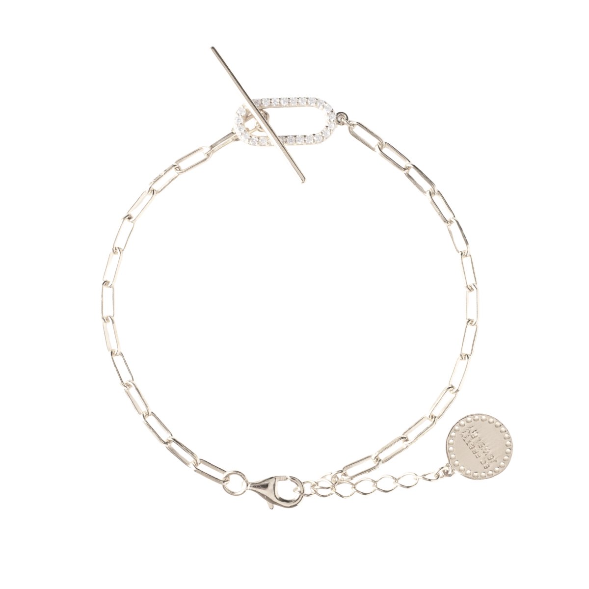 LOVE TENNIS TOGGLE BRACELET - CUBIC ZIRCONIA & SILVER - SO PRETTY CARA COTTER