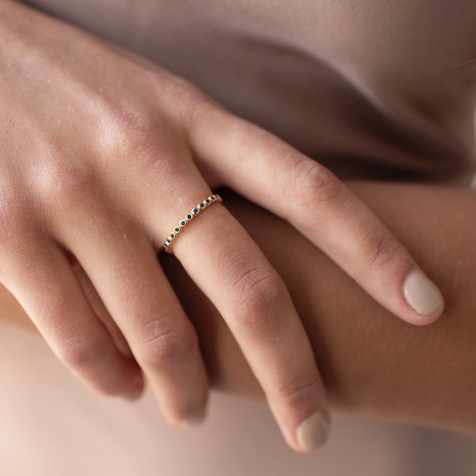 LOVE THIN DISK BAND - BLUE CUBIC ZIRCONIA - SO PRETTY CARA COTTER