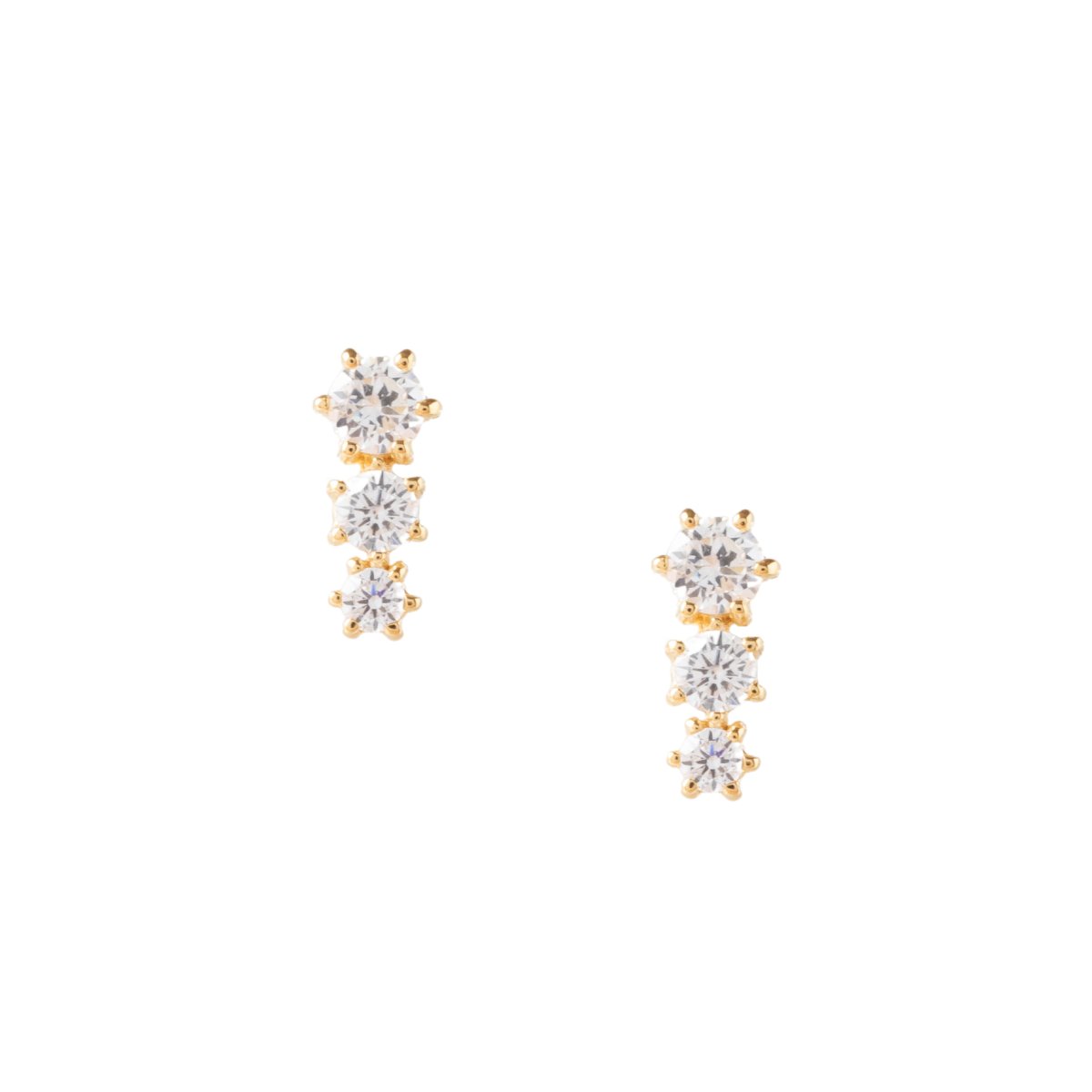 LOVE TRIO BAR STUDS - CUBIC ZIRCONIA & GOLD - SO PRETTY CARA COTTER