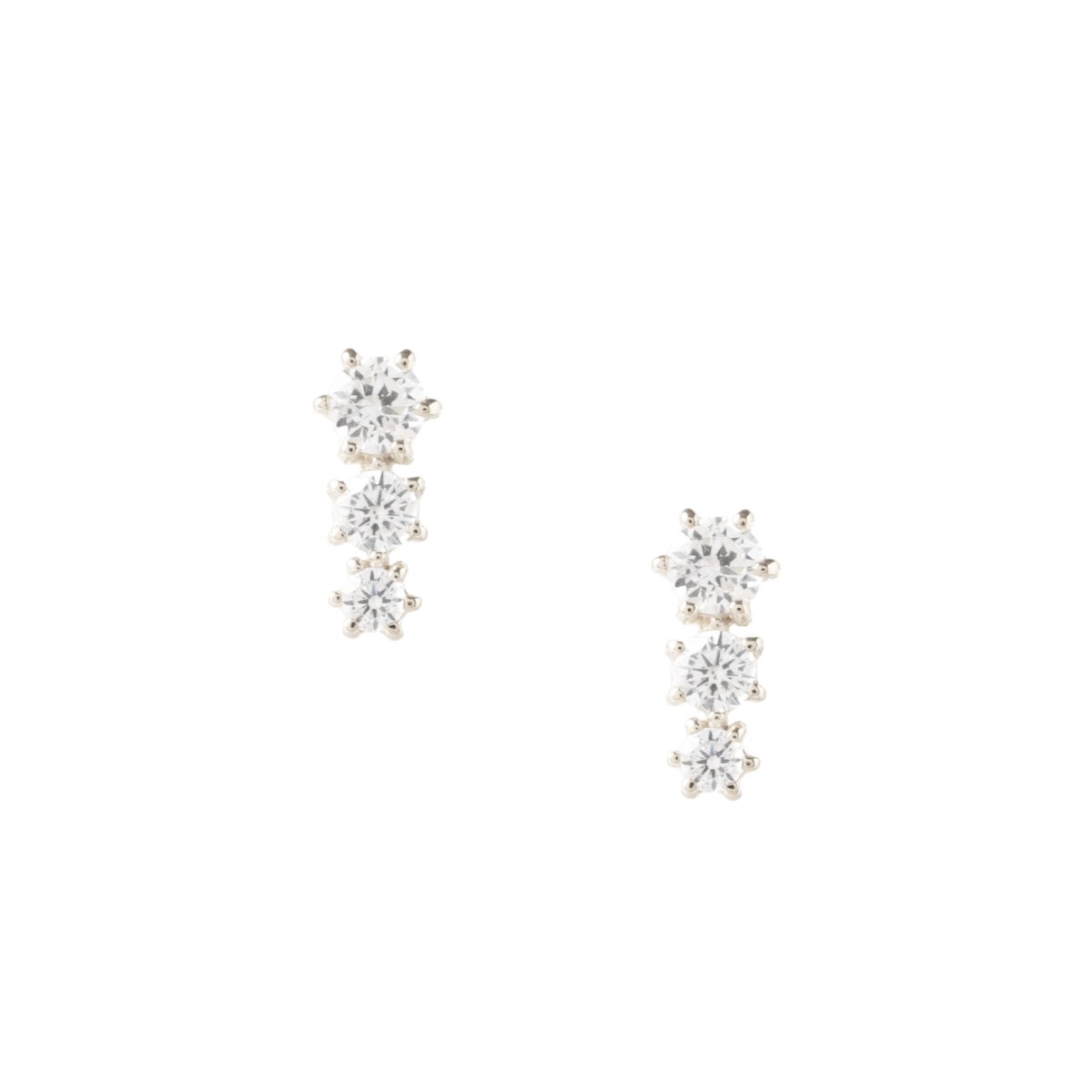LOVE TRIO BAR STUDS - CUBIC ZIRCONIA & SILVER - SO PRETTY CARA COTTER