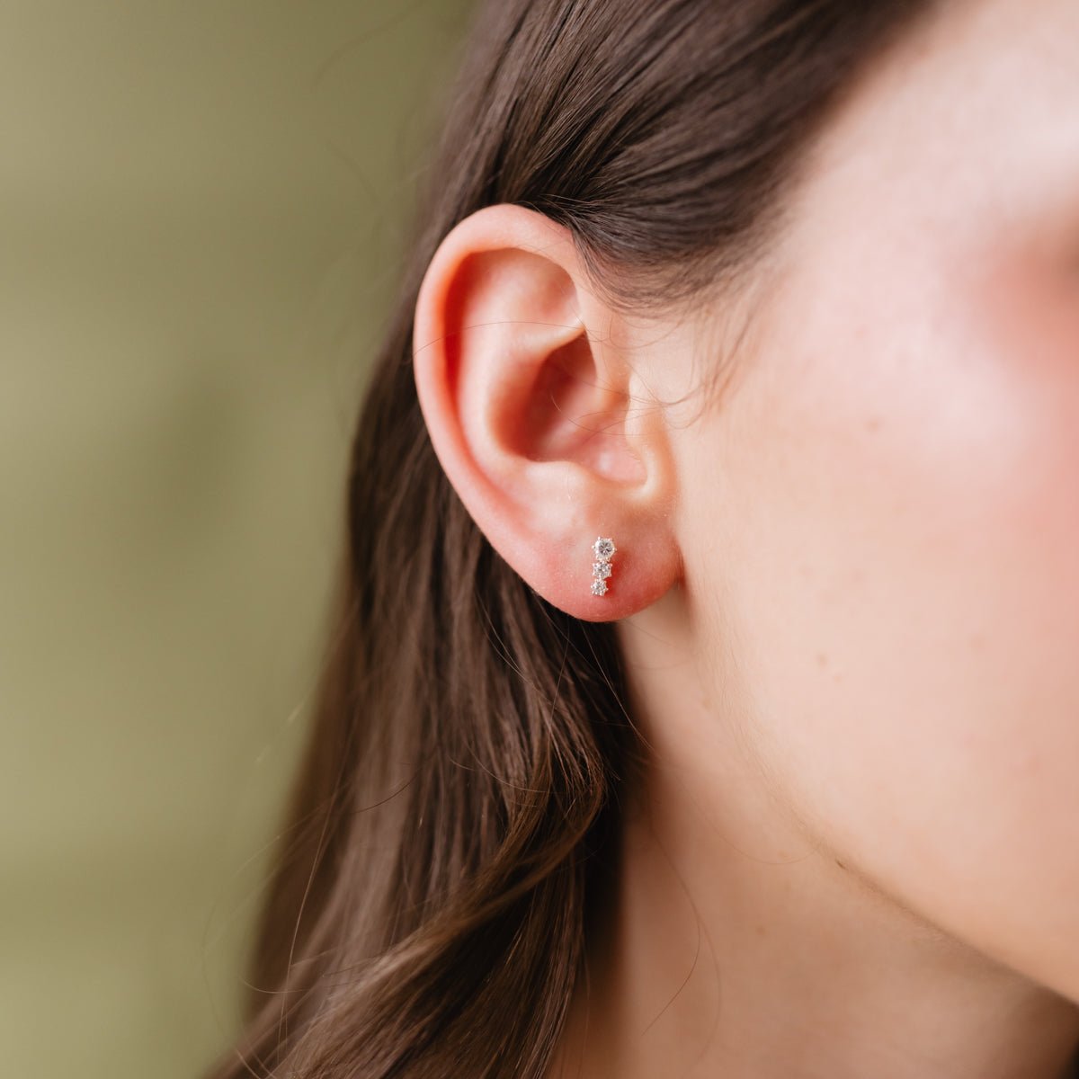 LOVE TRIO BAR STUDS - CUBIC ZIRCONIA & SILVER - SO PRETTY CARA COTTER