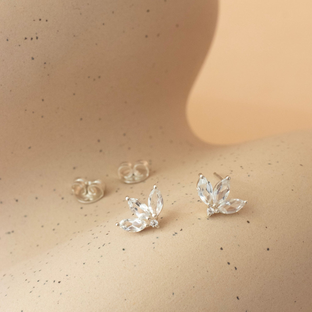 LOVE TRIO MARQUISE STUDS - WHITE TOPAZ - SO PRETTY CARA COTTER