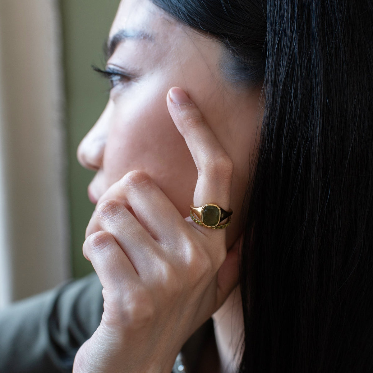 Love Vintage Signet Ring - Juniper Vasonite - SO PRETTY CARA COTTER