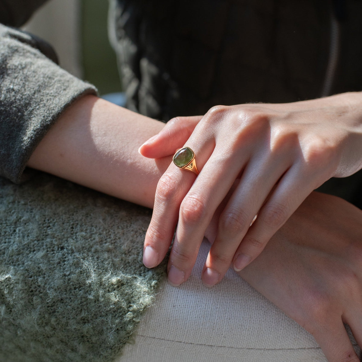 Love Vintage Signet Ring - Juniper Vasonite - SO PRETTY CARA COTTER