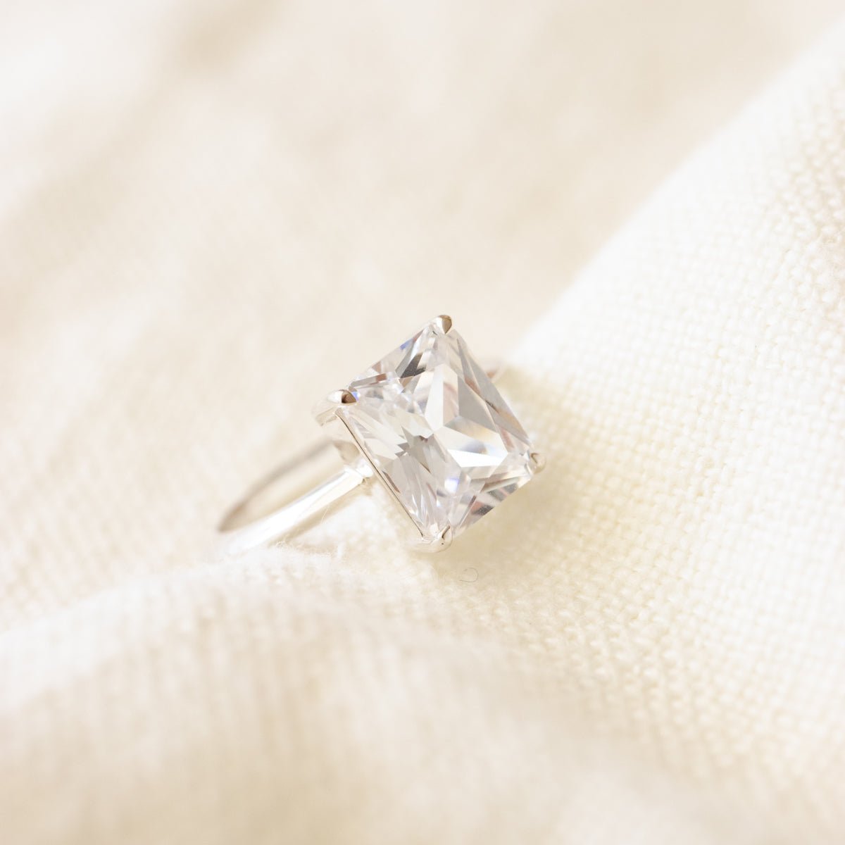 LOVE VINTAGE SOLITAIRE RING - CUBIC ZIRCONIA &amp; SILVER - SO PRETTY CARA COTTER