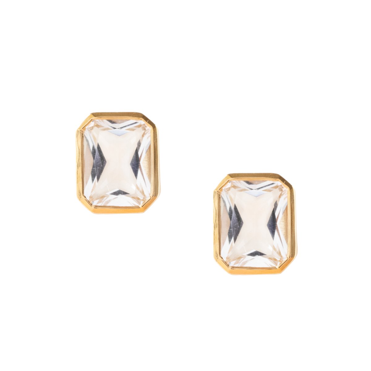 LOVE VINTAGE SOLITAIRE STUDS - ROCK CRYSTAL & GOLD - SO PRETTY CARA COTTER