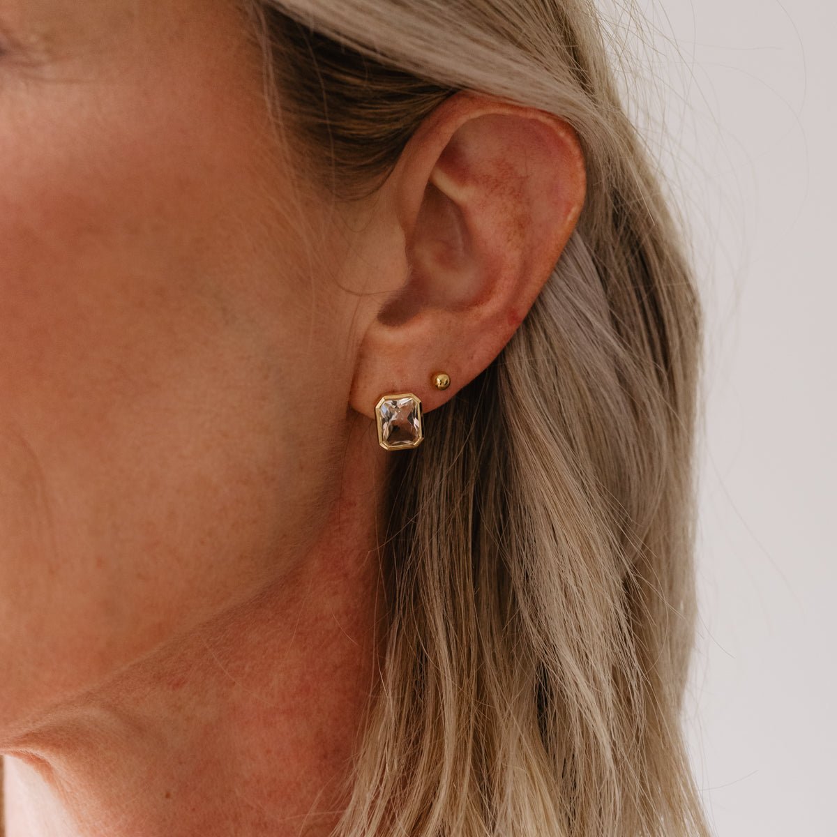 LOVE VINTAGE SOLITAIRE STUDS - ROCK CRYSTAL & GOLD - SO PRETTY CARA COTTER