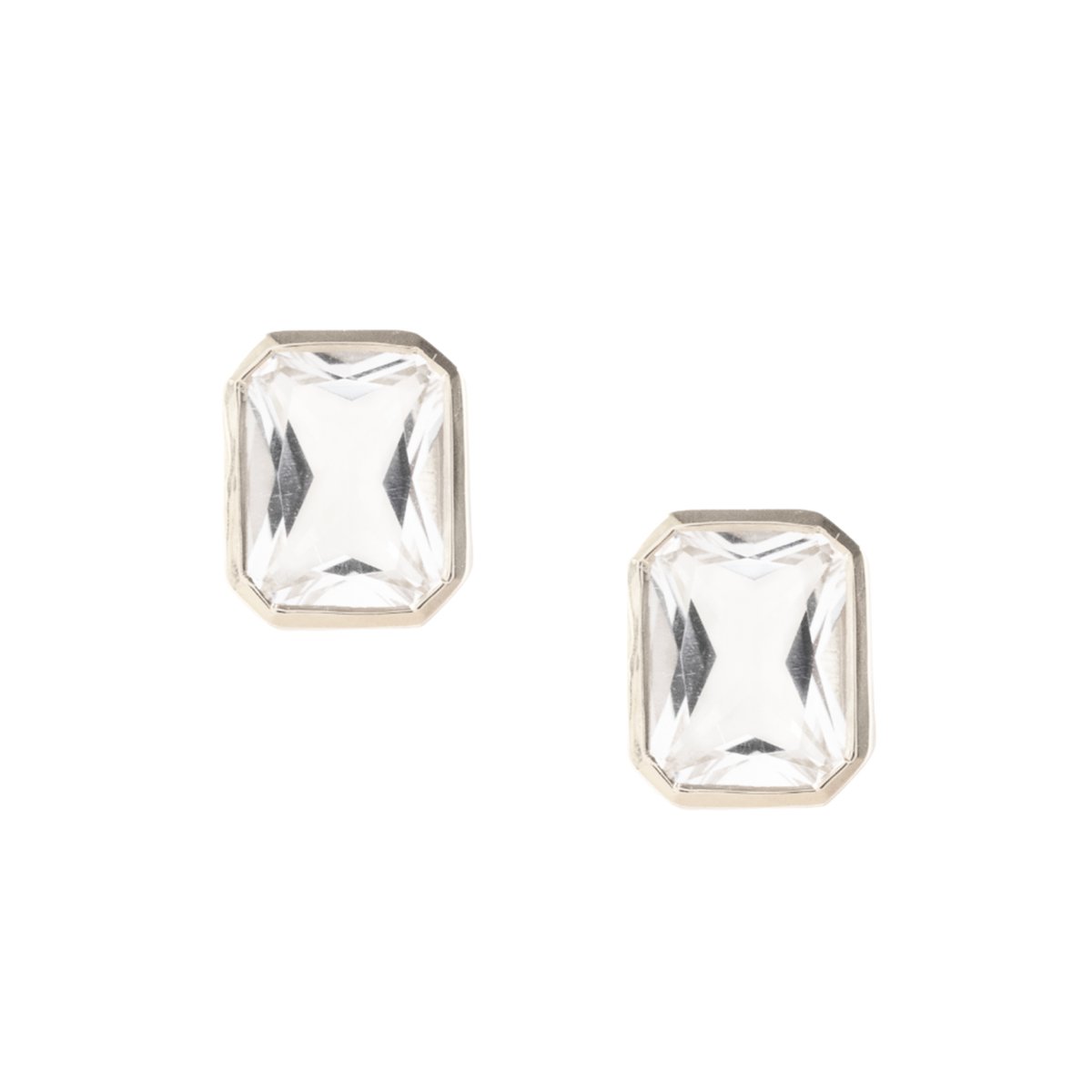 LOVE VINTAGE SOLITAIRE STUDS - ROCK CRYSTAL & SILVER - SO PRETTY CARA COTTER