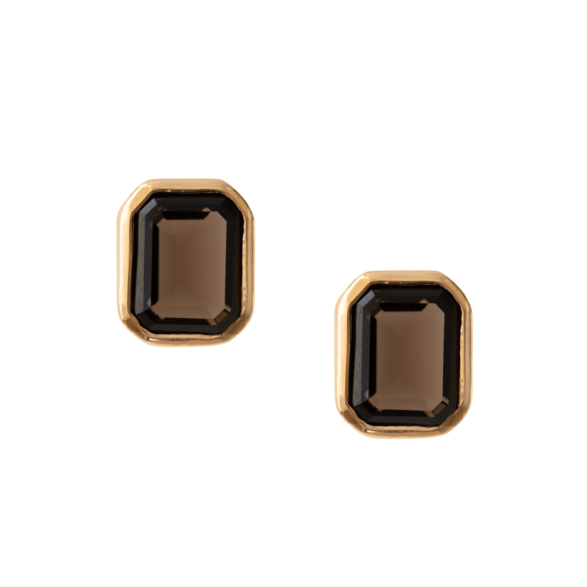 LOVE VINTAGE SOLITAIRE STUDS - SMOKY BROWN QUARTZ - SO PRETTY CARA COTTER