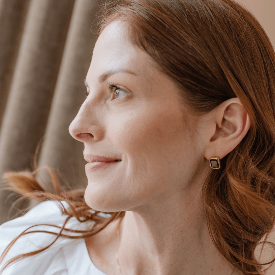 LOVE VINTAGE SOLITAIRE STUDS - SMOKY BROWN QUARTZ - SO PRETTY CARA COTTER