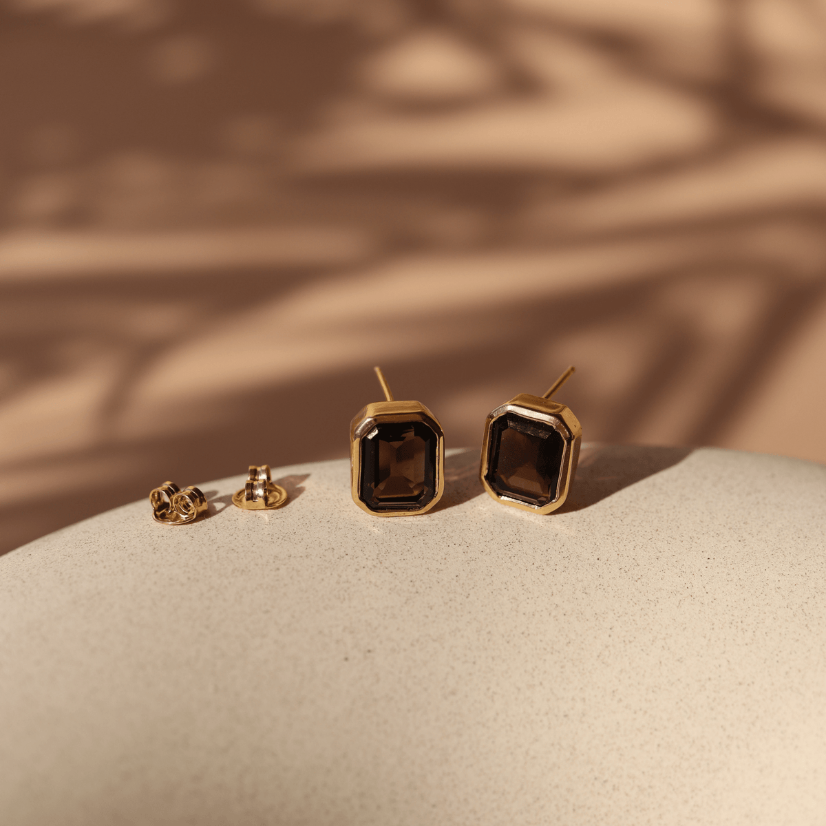 LOVE VINTAGE SOLITAIRE STUDS - SMOKY BROWN QUARTZ - SO PRETTY CARA COTTER