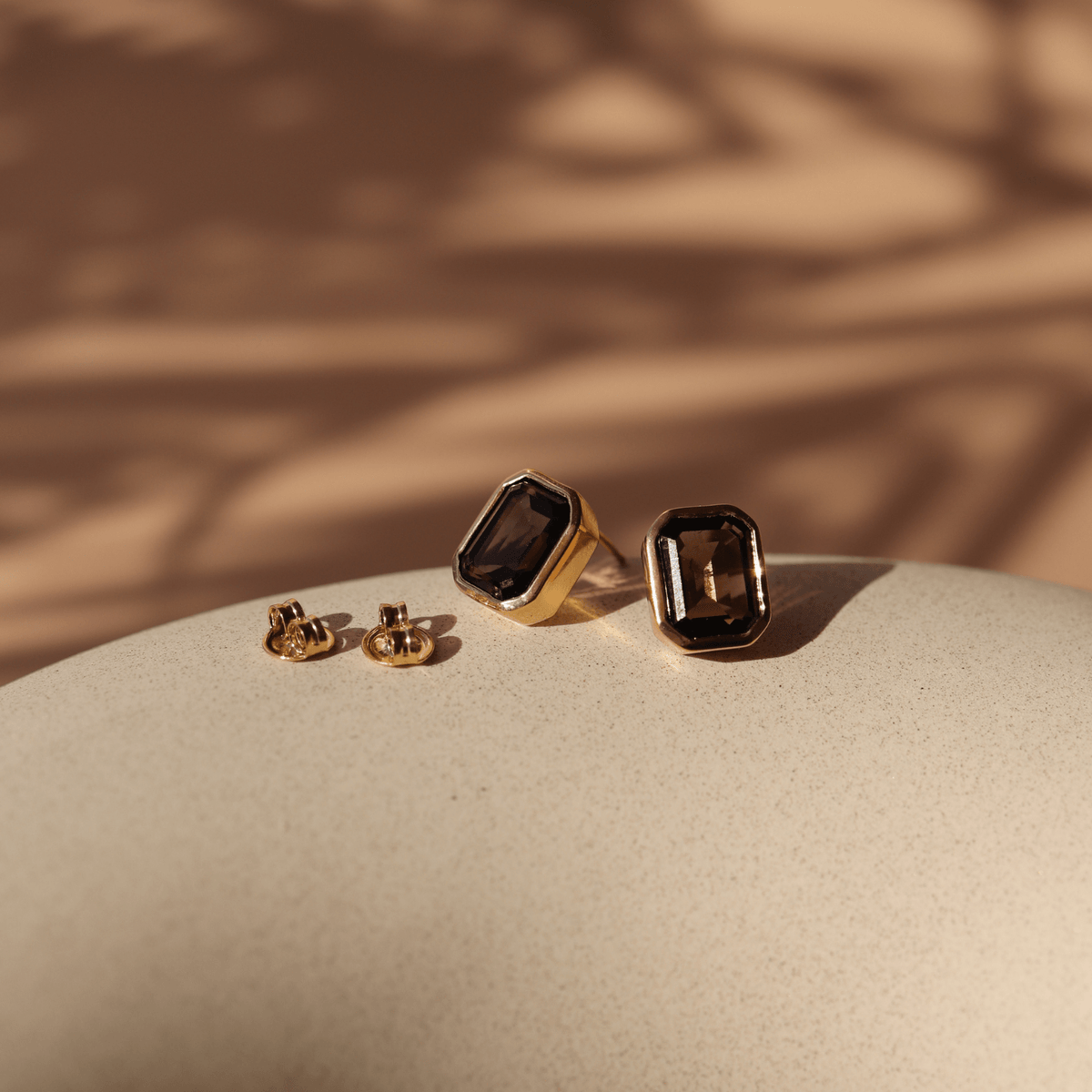 LOVE VINTAGE SOLITAIRE STUDS - SMOKY BROWN QUARTZ - SO PRETTY CARA COTTER