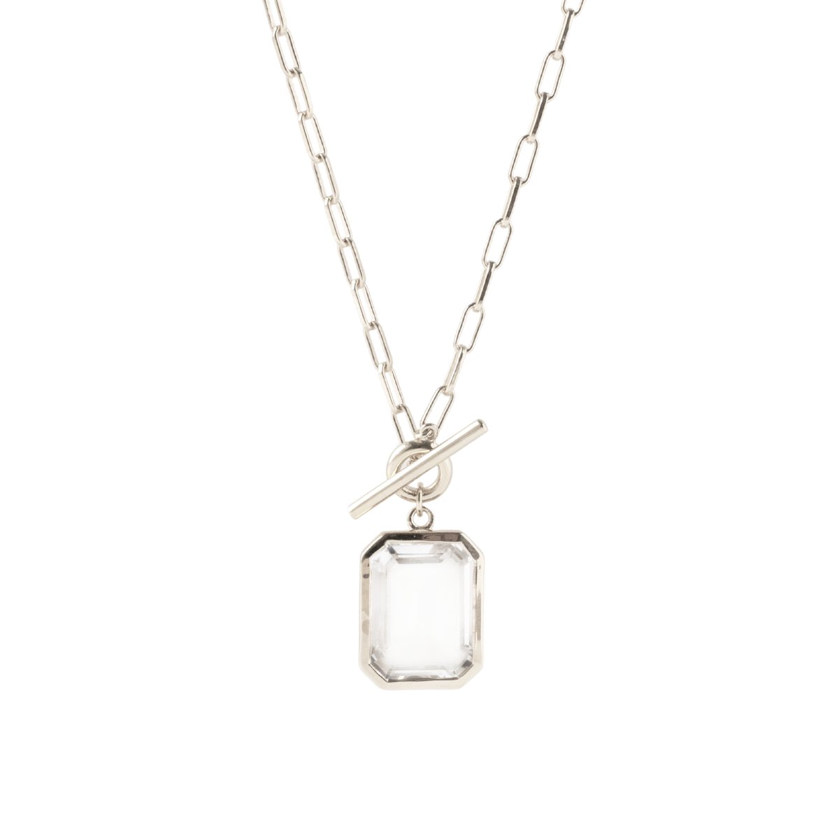 LOVE VINTAGE SOLITAIRE TOGGLE NECKLACE - ROCK CRYSTAL & SILVER - SO PRETTY CARA COTTER