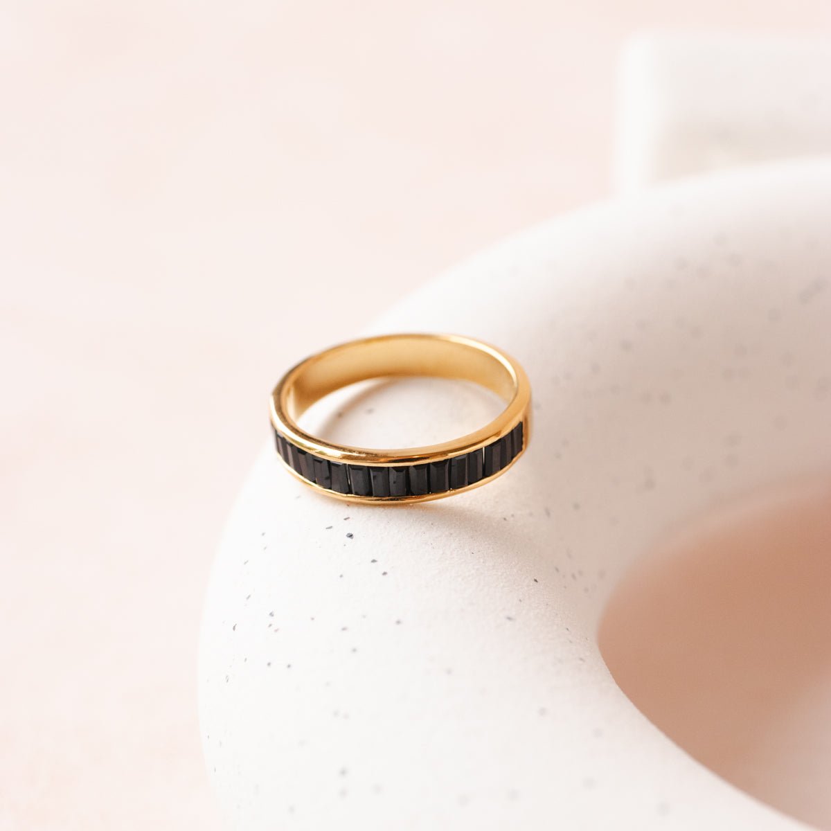 LOYAL CIGAR BAND RING - BLACK ONYX &amp; GOLD - SO PRETTY CARA COTTER