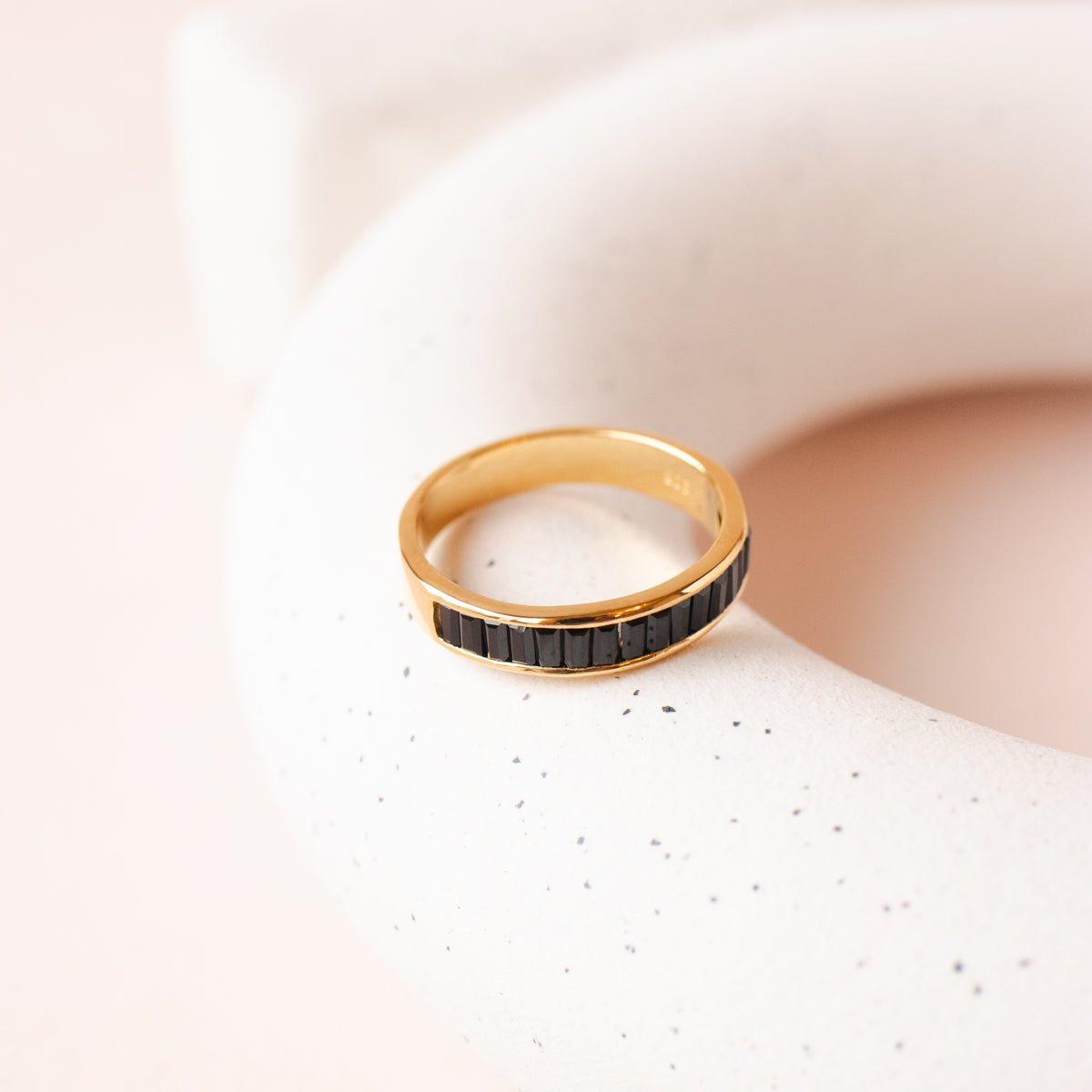 LOYAL CIGAR BAND RING - BLACK ONYX &amp; GOLD - SO PRETTY CARA COTTER