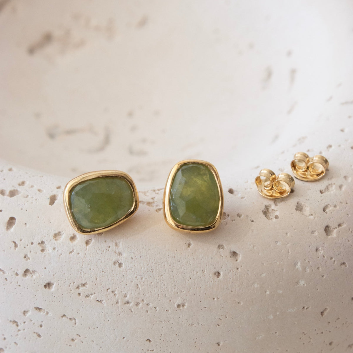 Loyal Vintage Studs - Juniper Vasonite & Gold - SO PRETTY CARA COTTER
