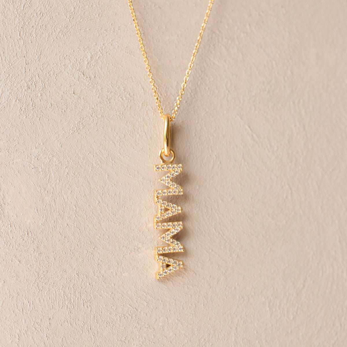 MAMA LOVE NAMESAKE NECKLACE - CUBIC ZIRCONIA &amp; GOLD - SO PRETTY CARA COTTER