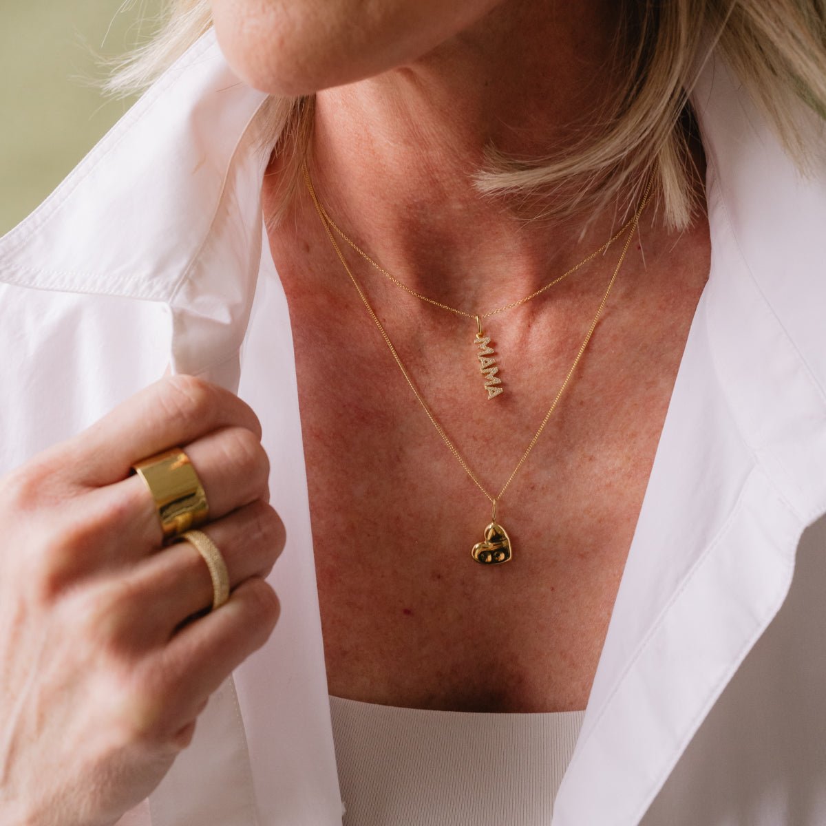 MAMA LOVE NAMESAKE NECKLACE - CUBIC ZIRCONIA &amp; GOLD - SO PRETTY CARA COTTER