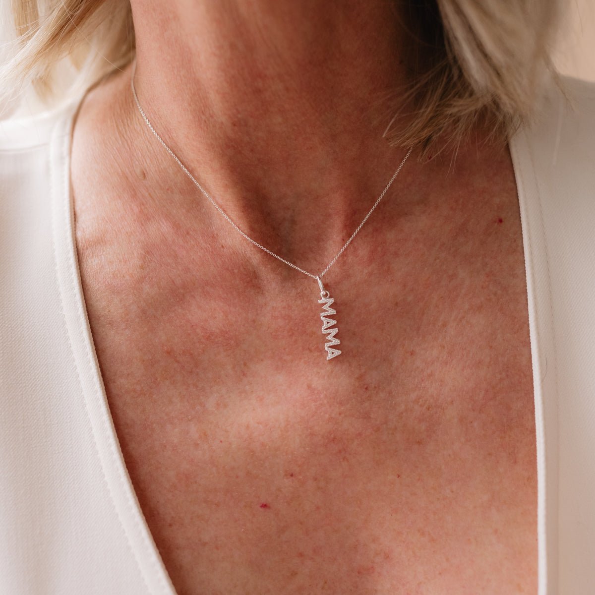 MAMA LOVE NAMESAKE NECKLACE - CUBIC ZIRCONIA & SILVER - SO PRETTY CARA COTTER