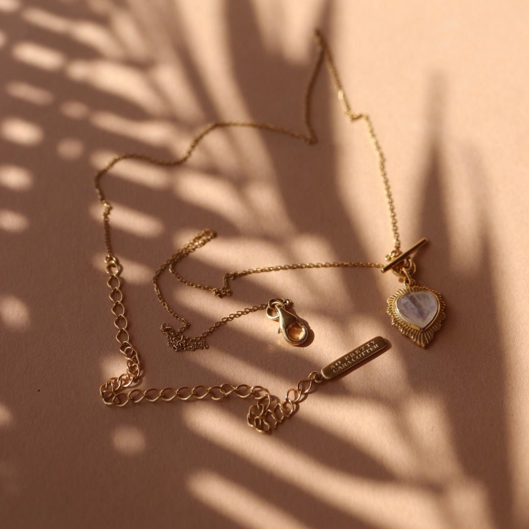 Mini Believe Sweetheart Necklace - Rainbow Moonstone - SO PRETTY CARA COTTER