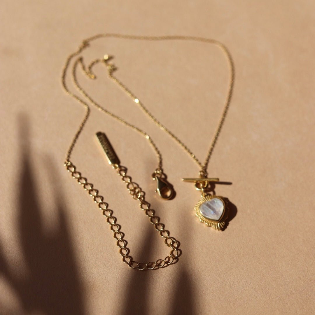 Mini Believe Sweetheart Necklace - Rainbow Moonstone - SO PRETTY CARA COTTER