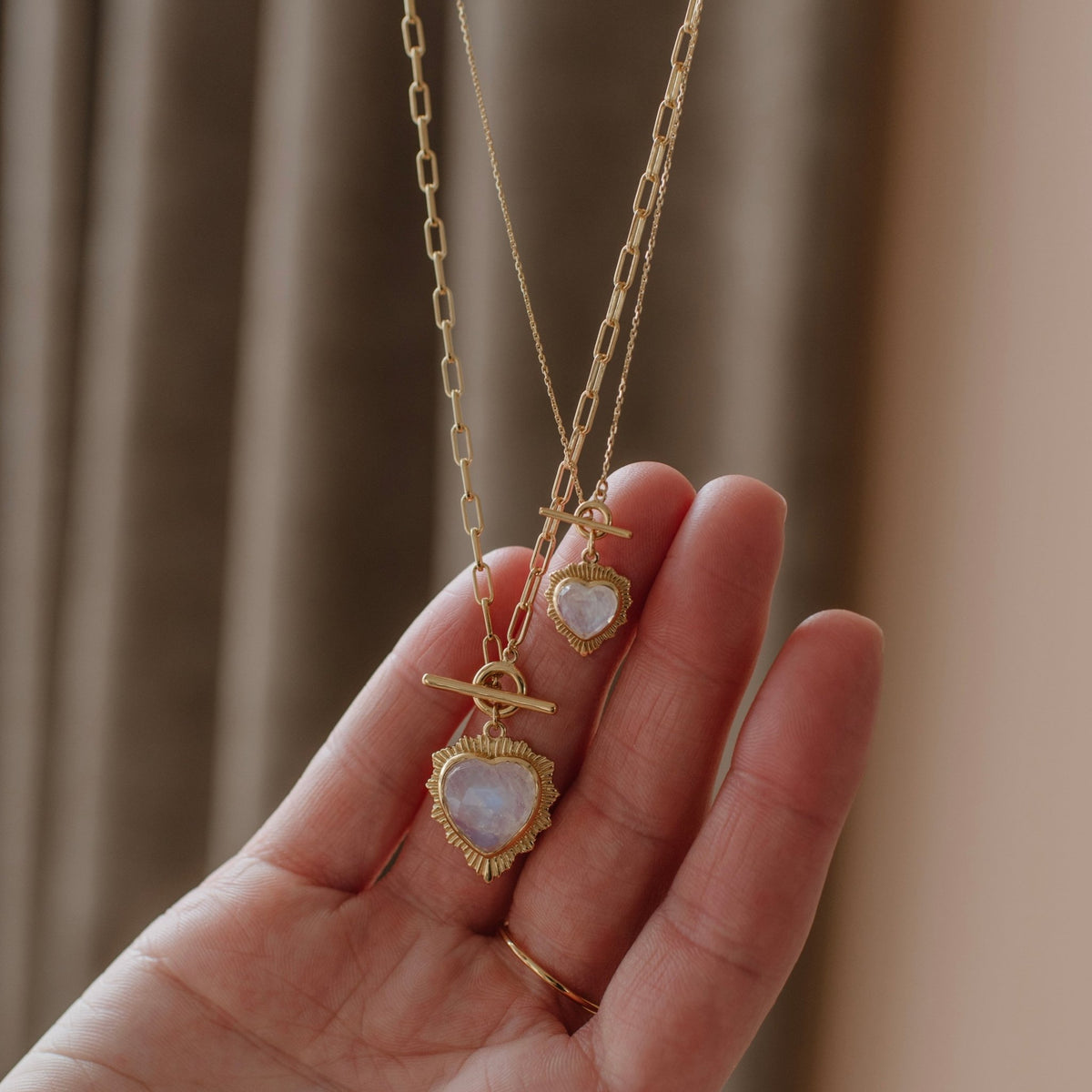 Mini Believe Sweetheart Necklace - Rainbow Moonstone - SO PRETTY CARA COTTER