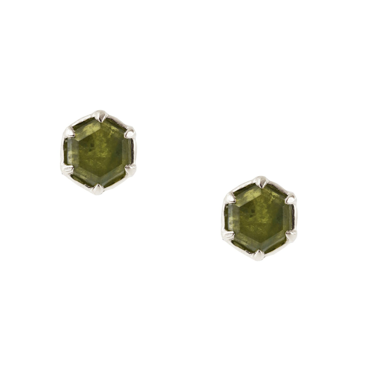Mini Grace Hexagon Stud Earrings - Juniper Vasonite - SO PRETTY CARA COTTER