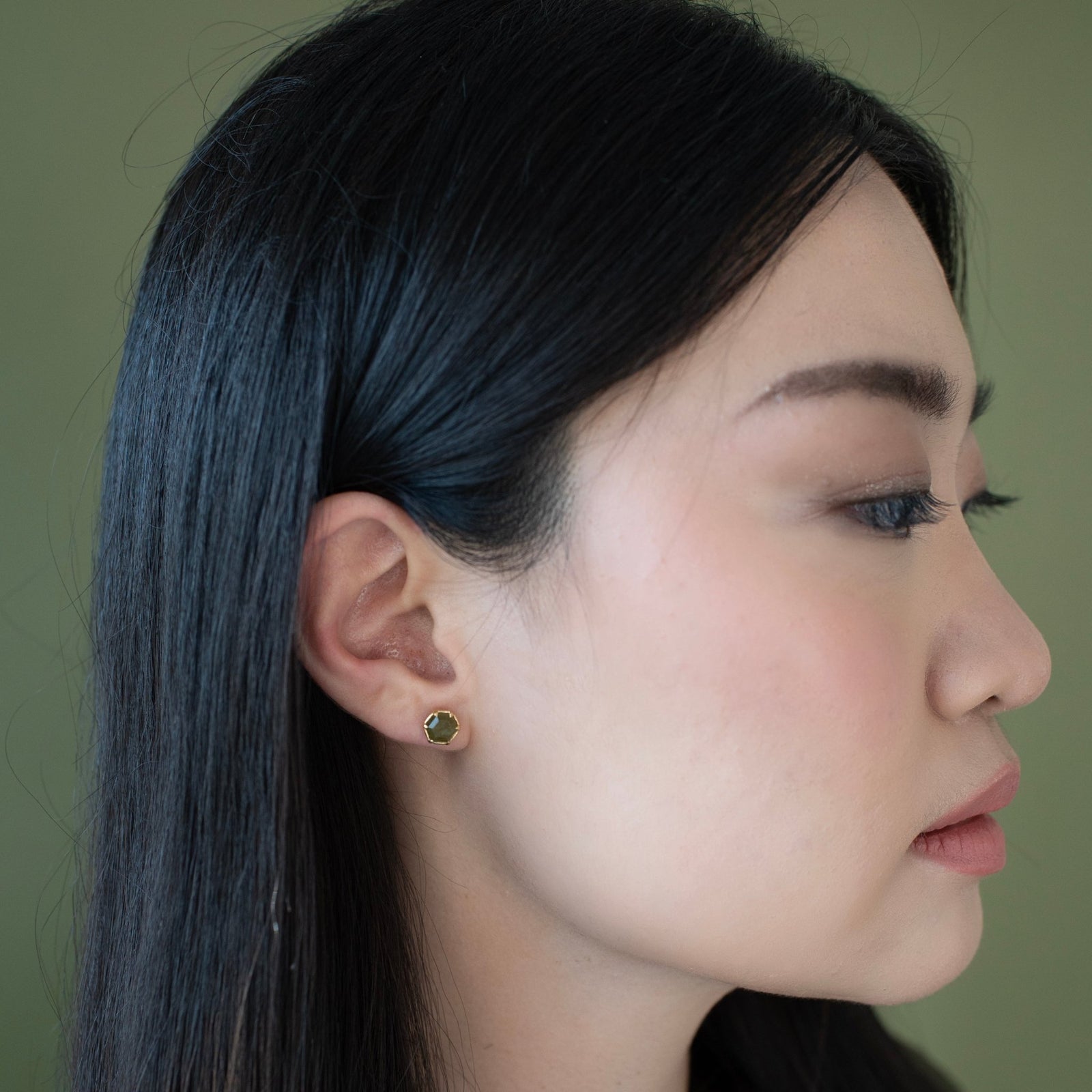 Mini Grace Hexagon Stud Earrings - Juniper Vasonite - SO PRETTY CARA COTTER