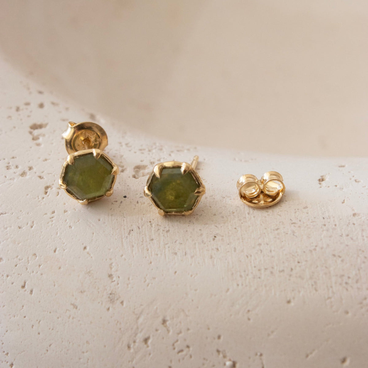 Mini Grace Hexagon Stud Earrings - Juniper Vasonite - SO PRETTY CARA COTTER