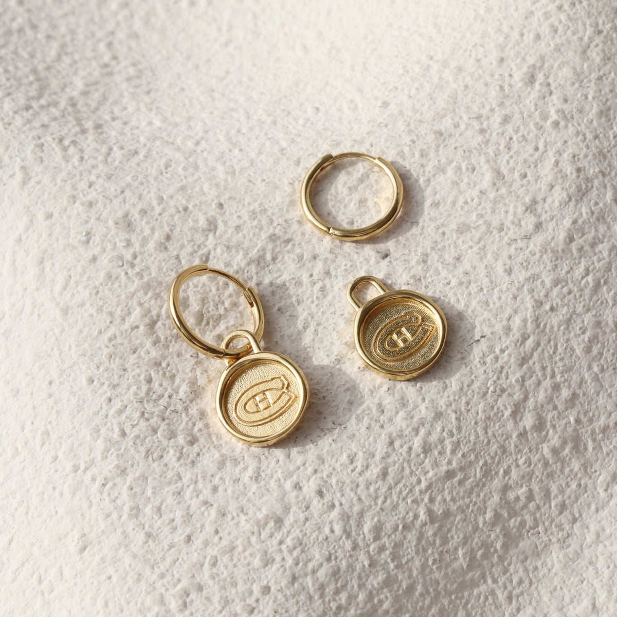 Montréal Canadiens Wax Seal Charm Hoop Earrings - SO PRETTY CARA COTTER