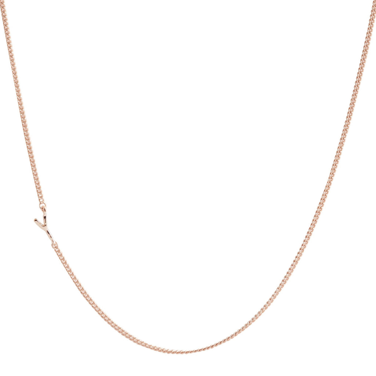 NOTABLE OFFSET INITIAL NECKLACE - Y - ROSE GOLD - SO PRETTY CARA COTTER