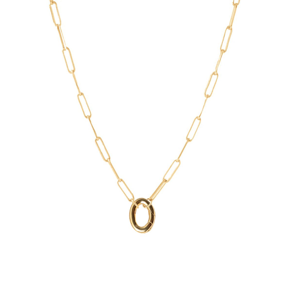 POISE OVAL LINK OPEN ENDED NECKLACE - GOLD WITH OVAL PUSH SPRING CONNECTOR - GOLD - SO PRETTY CARA COTTER