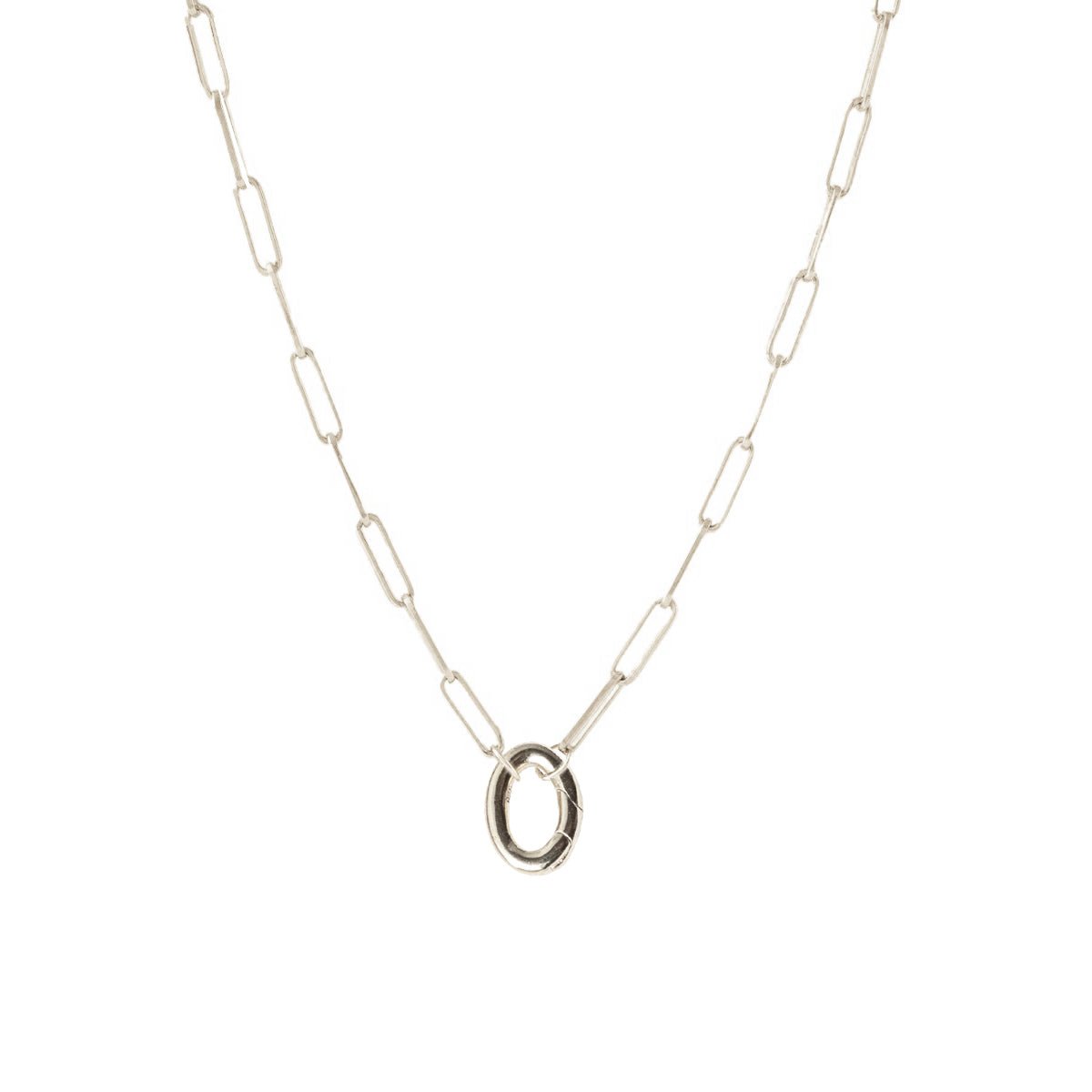 POISE OVAL LINK OPEN ENDED NECKLACE - SILVER WITH OVAL PUSH SPRING CONNECTOR - SILVER - SO PRETTY CARA COTTER