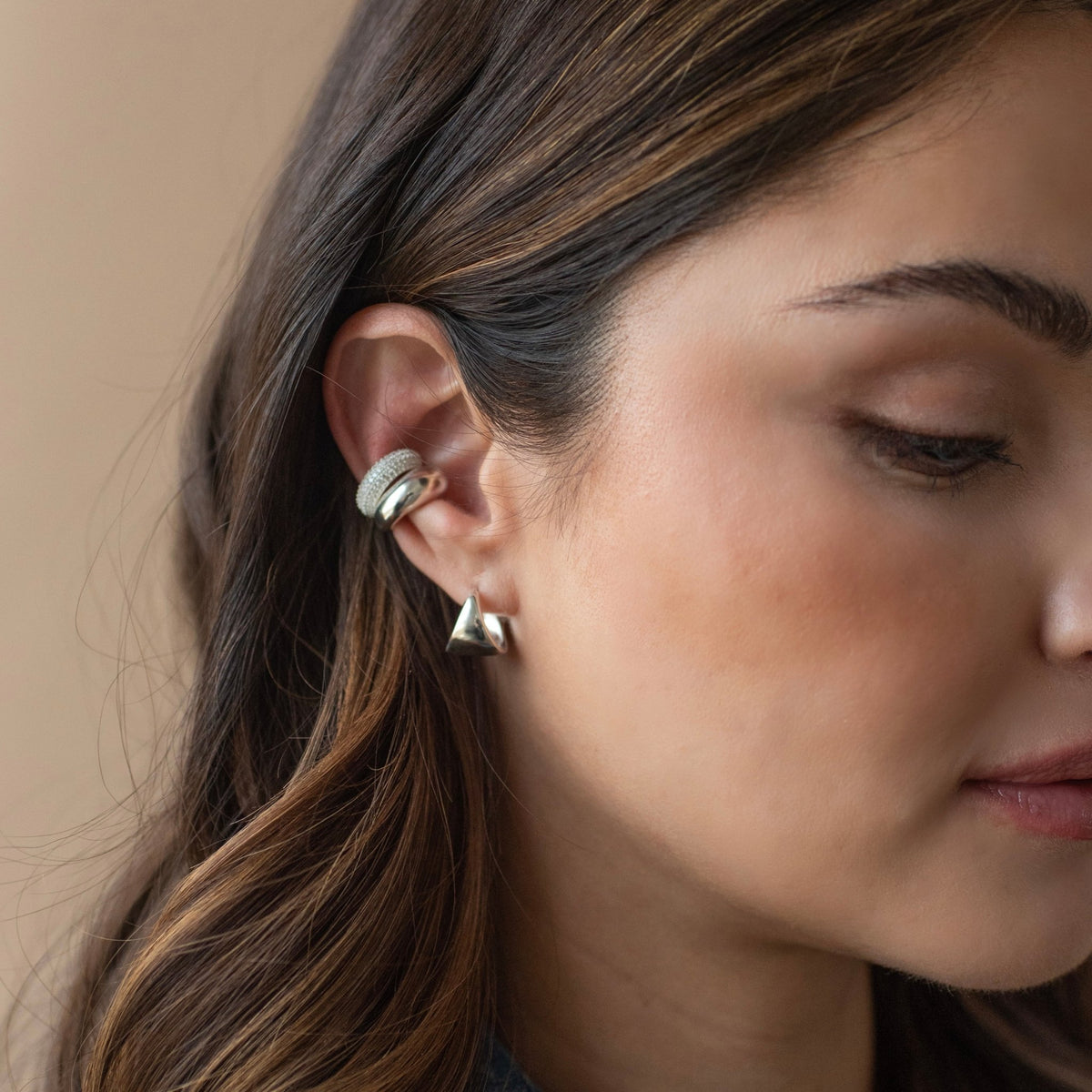 Poise Sculpted Triangle Hoops - Medium - SO PRETTY CARA COTTER