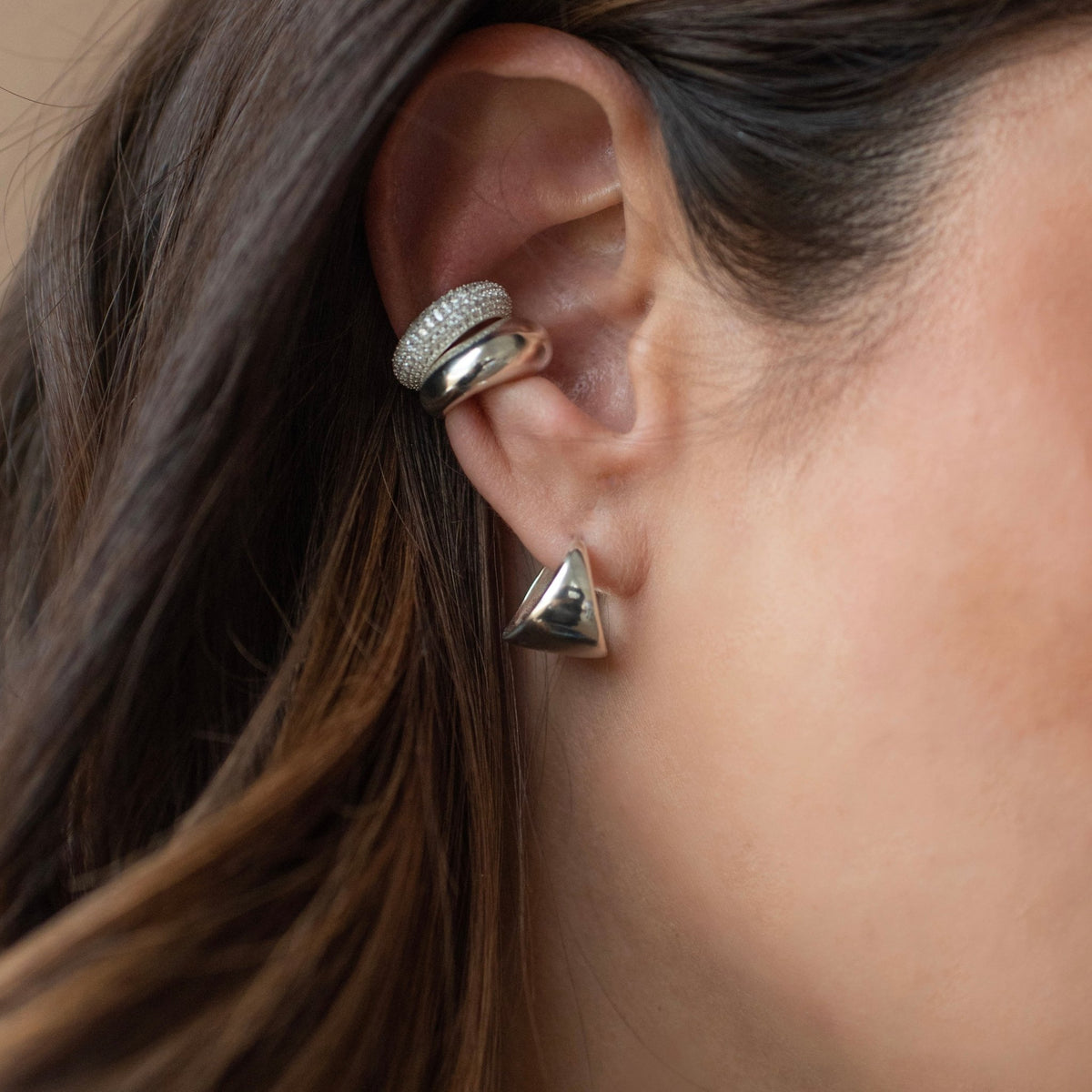 Poise Sculpted Triangle Hoops - Medium - SO PRETTY CARA COTTER