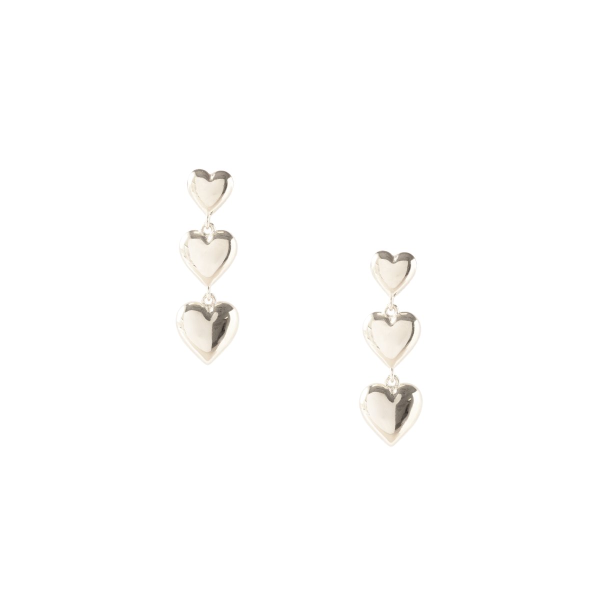 POISE TRIO HEART DROP EARRINGS - SILVER - SO PRETTY CARA COTTER