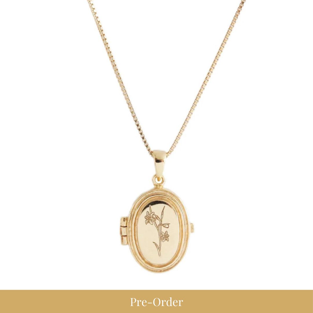 PRE - ORDER FRAICHE INSPIRE DAFFODIL LOCKET NECKLACE - GOLD - SO PRETTY CARA COTTER