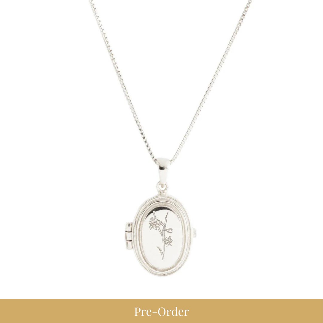 PRE - ORDER FRAICHE INSPIRE DAFFODIL LOCKET NECKLACE - SILVER - SO PRETTY CARA COTTER