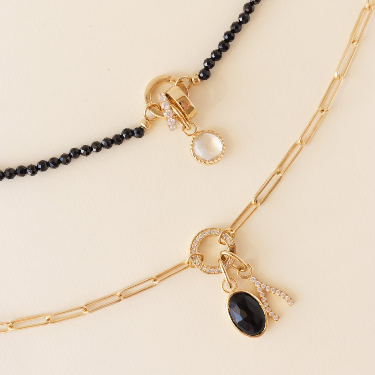 PROTECT OVAL CHARM - BLACK ONYX &amp; GOLD - SO PRETTY CARA COTTER