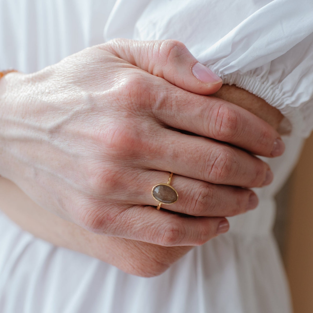 Protect Oval Ring - Chai Moonstone - SO PRETTY CARA COTTER