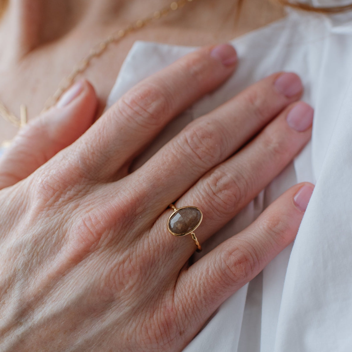 Protect Oval Ring - Chai Moonstone - SO PRETTY CARA COTTER