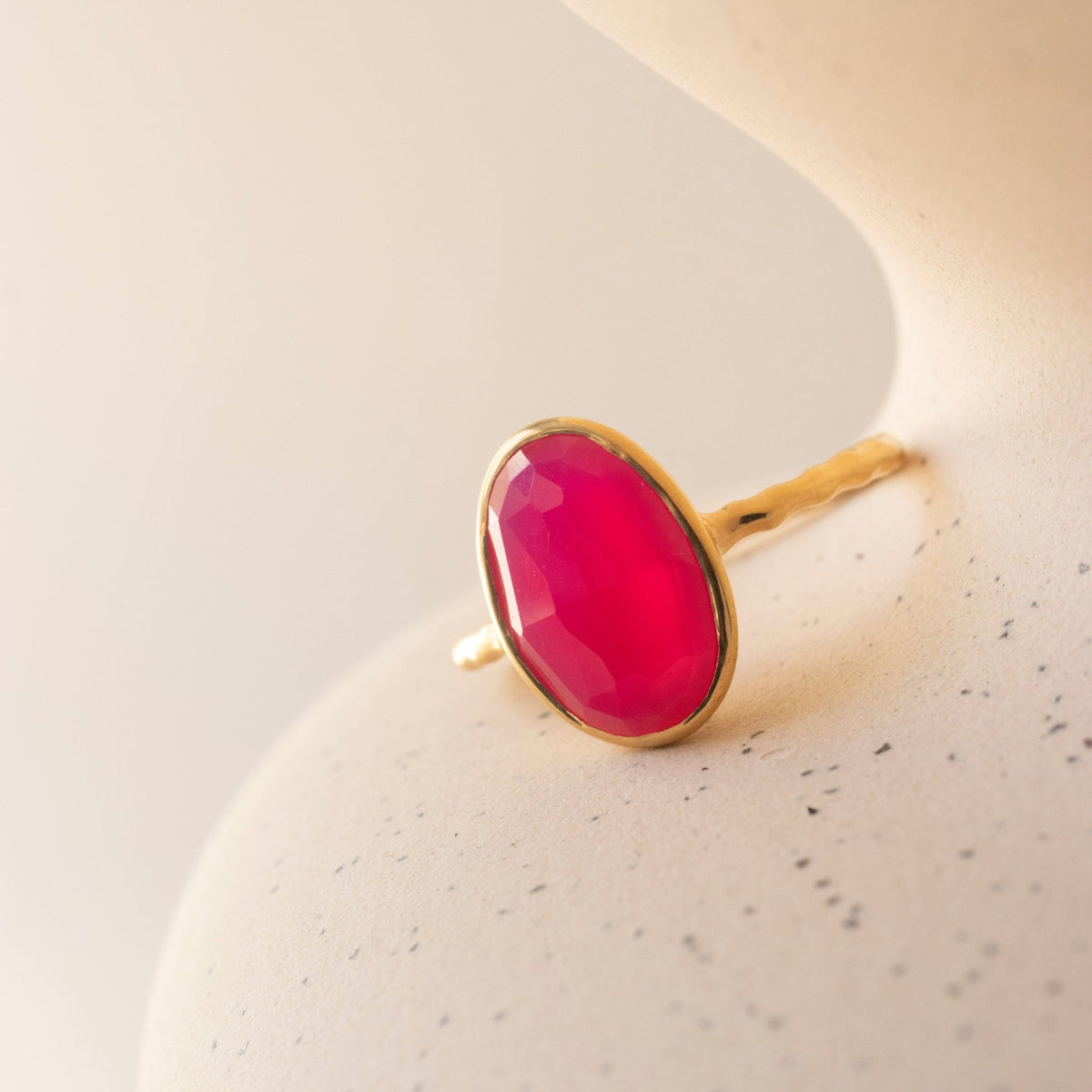 PROTECT OVAL RING - HOT PINK CHALCEDONY - SO PRETTY CARA COTTER
