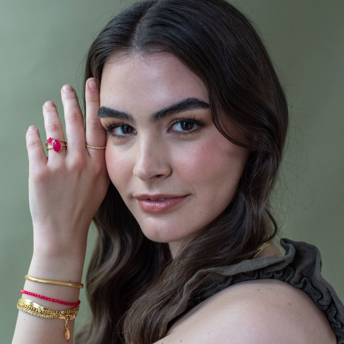 PROTECT OVAL RING - HOT PINK CHALCEDONY - SO PRETTY CARA COTTER