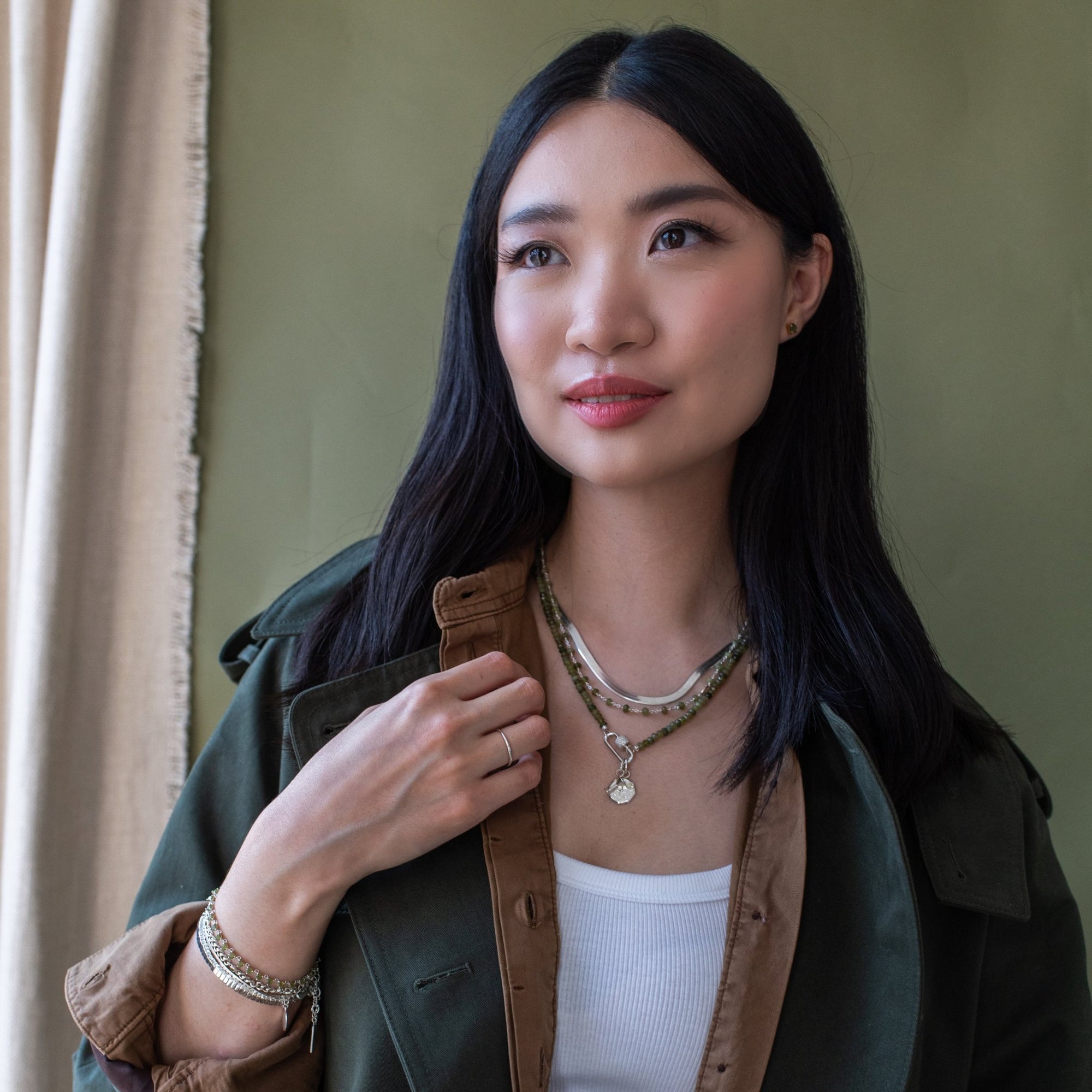 Iconic Beaded Open Ended Neclace - Juniper Vasonite & Silver - Choose Connector - SO PRETTY CARA COTTER