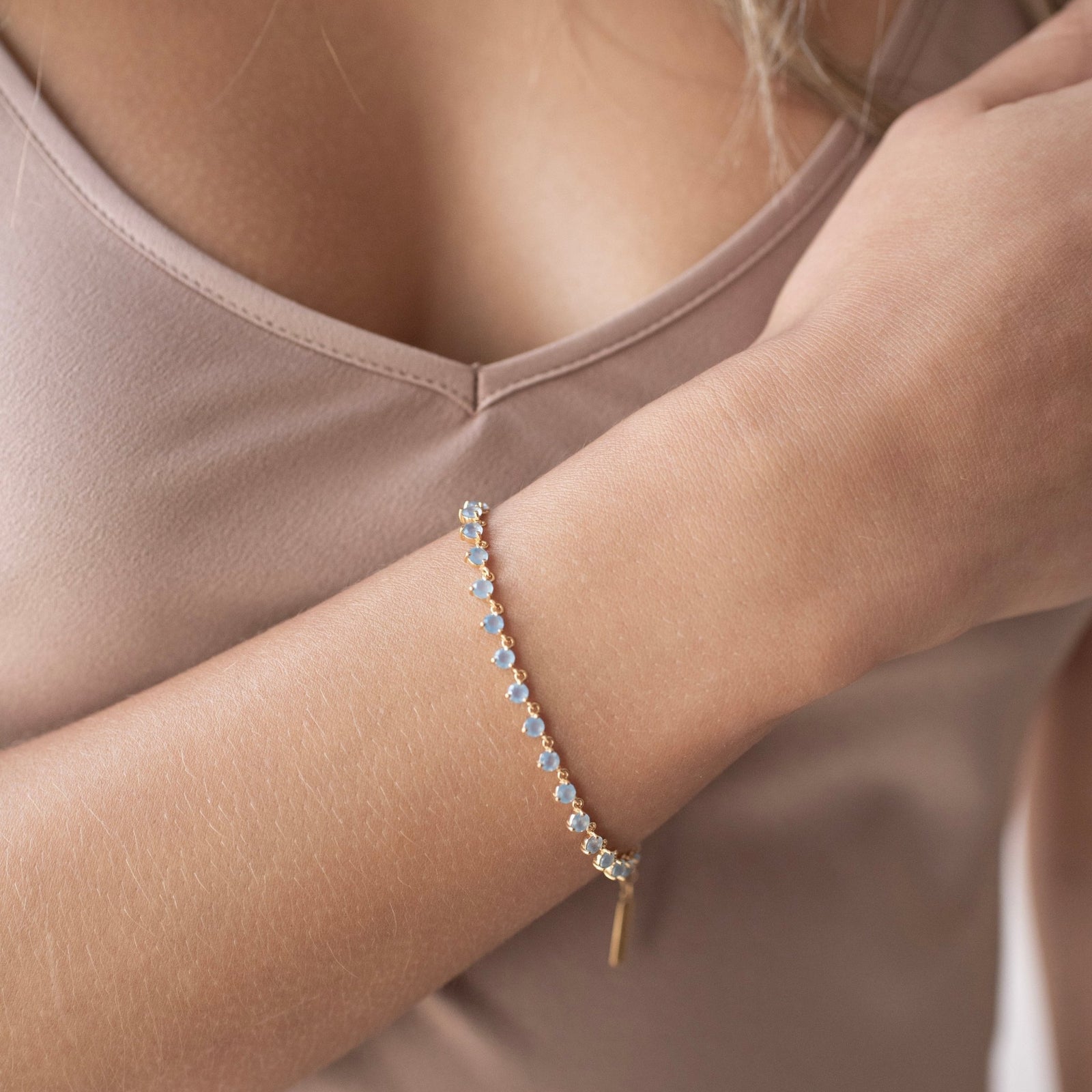 SCATTERED LOVE TENNIS BRACELET - DENIM BLUE ONYX - SO PRETTY CARA COTTER