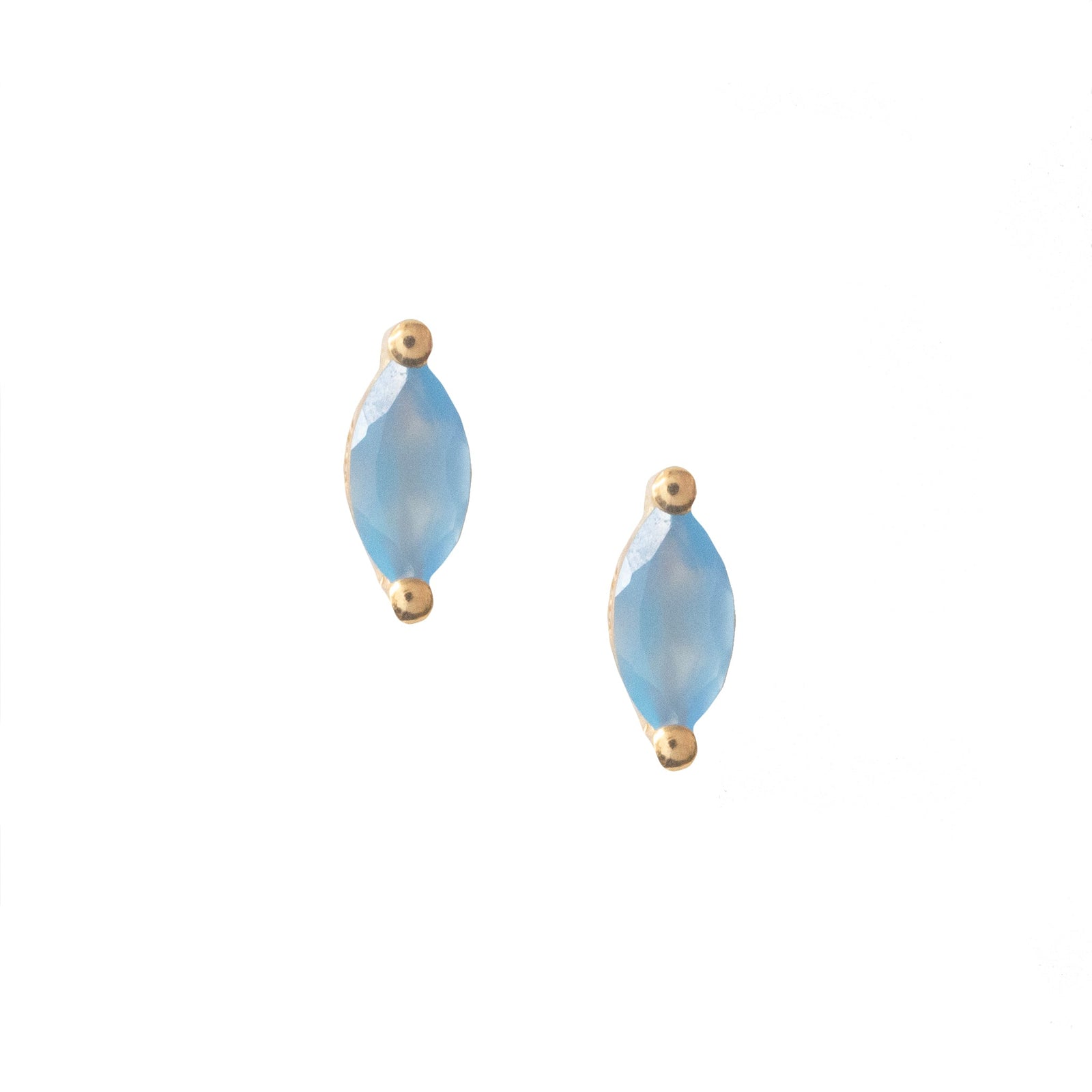 TINY LOVE MARQUISE STUDS - DENIM BLUE ONYX & GOLD - SO PRETTY CARA COTTER
