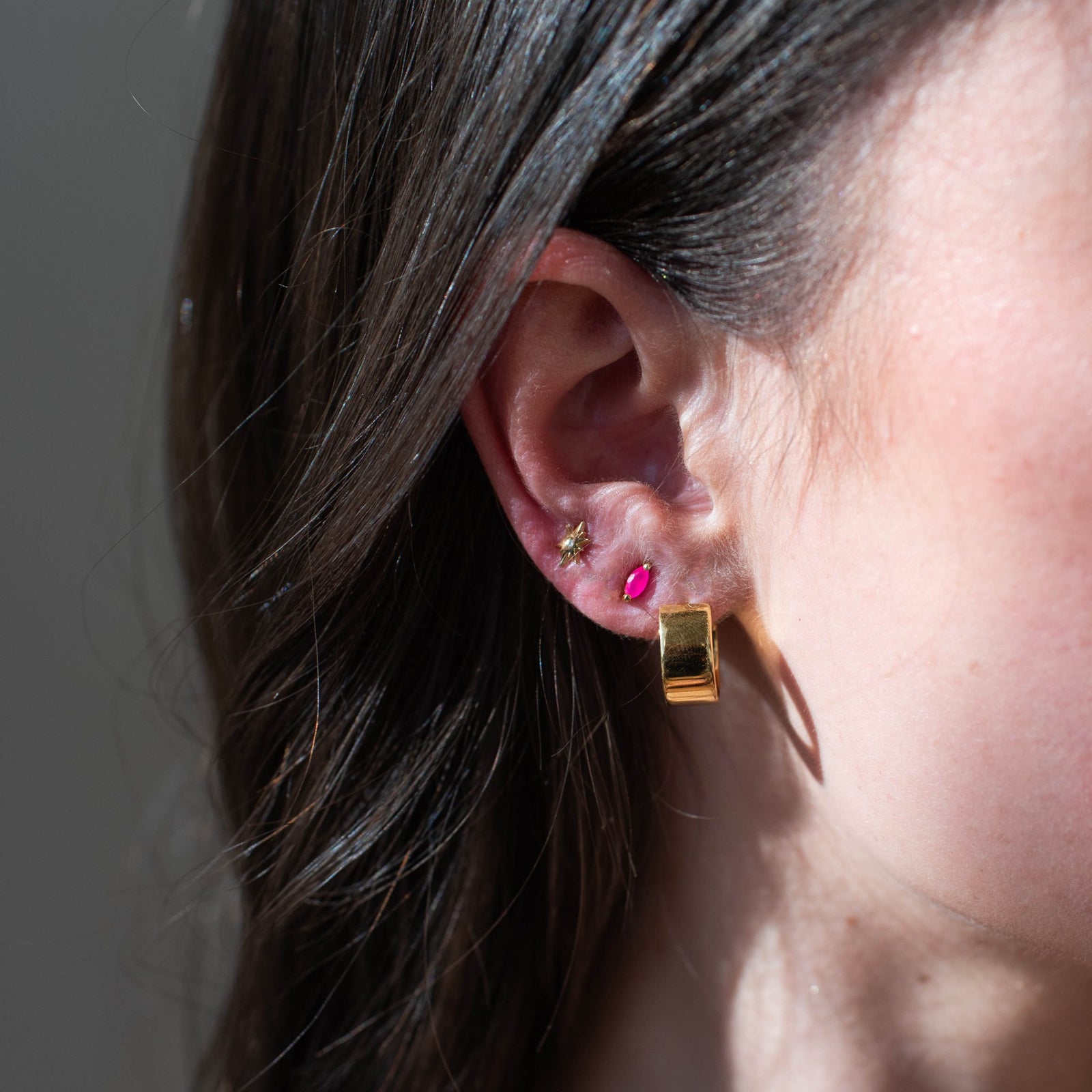 TINY LOVE MARQUISE STUDS - HOT PINK CHALCEDONY - SO PRETTY CARA COTTER