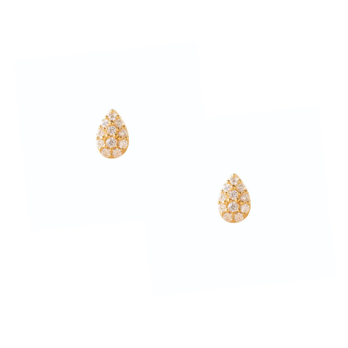 TINY LOVE PEAR STUDS - CUBIC ZIRCONIA & GOLD - SO PRETTY CARA COTTER